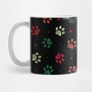 Christmas colored paw print Mug